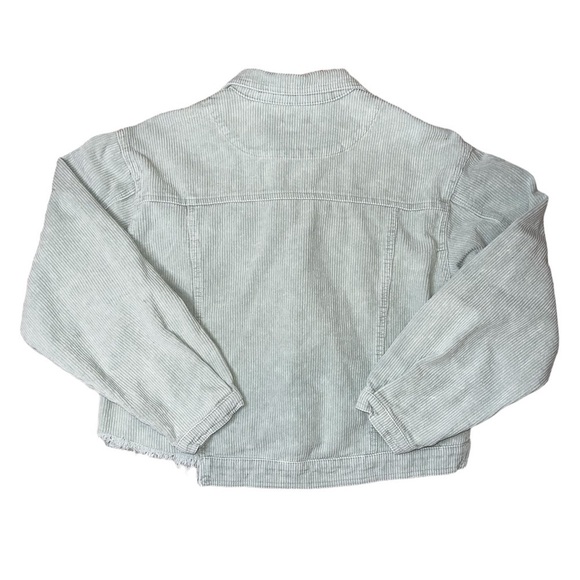 {EUC POL Distressed Light Sage Corduroy Button Up Jacket Size Medium} - Picture 3 of 8